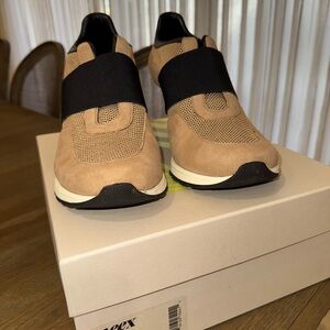 Women's Tan and Black Slip-On Sneakers